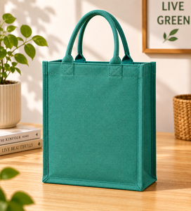 Cultiva Hoy para un Mañana Mejor, Bolsa de Compras de Yute, Estilo Rústico Mediano, Asa para el Hombro, Color Verde, para Bodas y Viajes - Product Image 5