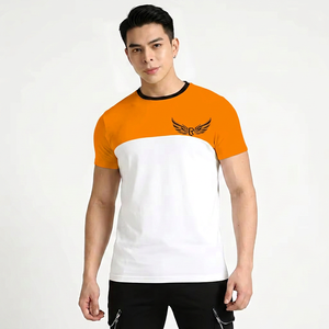 Camiseta de Manga Corta para Hombre, Color Amarillo y Blanco, con Estampado de Logotipo de Ala, Corte Ajustado, Cuello Redondo, Algodón Jersey, Transpirable - Product Image 4