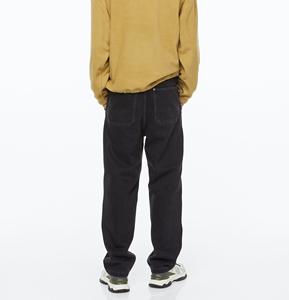 Jean en denim coupe droite taille mi-haute pour homme, couleur unie, écologique, respirant, en Spandex/Polyester, décontracté, pour l'hiver - Product Image 4