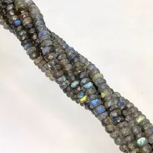 Labradorita Natural de 3-3.5mm, Cuentas Facetadas en Forma de Rondelle, Grado A, para Fabricación de Joyería, Venta al Por Mayor - Product Image 3