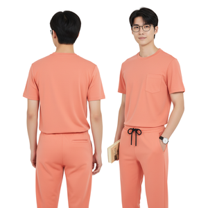 Conjunto de Uniforme Médico Unisex al por Mayor, Cuello Redondo, Manga Corta, Pantalones Jogger, Tela Elástica Cómoda de Spandex/Algodón - Product Image 1