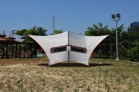Tente tunnel étendue CAMP TOWN TARP 520 en Oxford 150D monocouche, imperméable 2000-3000 mm, abri extérieur quatre saisons, gris