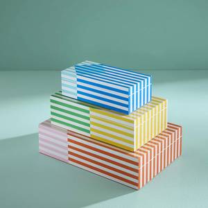 Handcrafted Decorative <b>Storage</b> Box Set with Colorful Striped Pattern Multipurpose Organizer Keepsake Box for Home Bedroom Vanity - Product Image 5