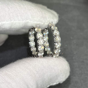 <b>Charm</b> <b>Earring</b> In VVS Moissanite Diamond 925 Silver <b>Hoop</b> <b>Earrings</b> Iced Out Round Cut Fashion Jewelry <b>For</b> Women Gift Luxury Trendy - Product Image 1