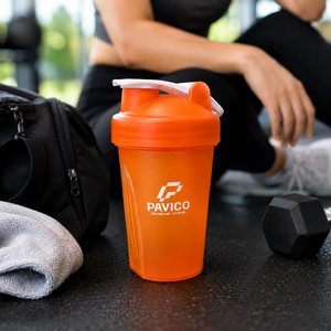 Bouteille shaker en plastique 400 ml orange avec bouchon à clapet, tasse de mélange pour protéines sportives, logo personnalisé, fabricant au Vietnam - Product Image 5