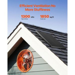 Ventilador Solar de Techo Tipo Gable de 14 Pulgadas, 1300 CFM, Termostato Ajustable, Malla Exterior, Opción de Velocidad del Viento - Product Image 2