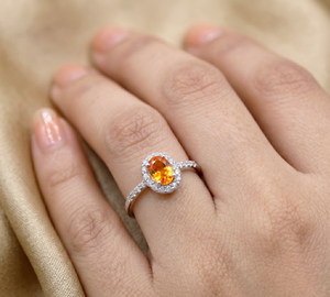 <b>Solid</b> 925 Sterling <b>Silver</b> IGI Certified Yellow Sapphire Gemstone Oval Cluster Birthday Ring in Real Diamonds - Product Image 6