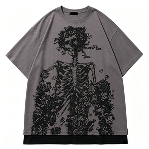 Camiseta Punk Gótica con Estampado Digital de Calavera, Ajuste Regular, Tejido de Punto, Estilo Urbano, Antiarrugas, Transpirable, de Secado Rápido, 300 Gramos - Product Image 2