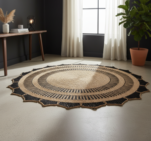2025 alfombra de yute trenzada hecha a máquina de tamaño personalizado alfombra de cáñamo para exteriores ecológica patrón abstracto moderno Jacquard alto 1 pieza - Product Image 1