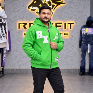 Custom Unisex <b>Zip</b> <b>Hoodie</b> Heavy Fleece Streetwear Applique Sweatshirt Rhinestone Sleeves Kangaroo <b>Pocket</b> Custom Label Casual Wear - Product Image 3