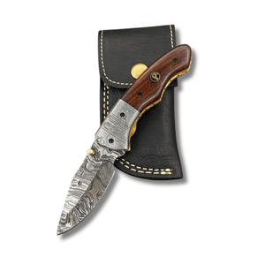 Handmade Damascus Steel Folding Pocket Knife Rosewood Handle Straight <b>Drop</b> Point Professional Survival Premium TARJ ENTERPRISES - Product Image 5