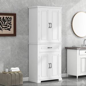 Mobiletto da Bagno con Ripiani Regolabili, Ante e Cassetto, Molteplici Spazi di Archiviazione, Accessorio per Arredamento - Product Image 2