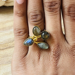Unique Design Labradorite Vintage <b>Ring</b> 18K Gold Plated Brass Jewelry <b>Chunky</b> Multi Stone <b>Ring</b> Wholesale Statement <b>Ring</b> For Women - Product Image 6