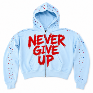 Sudadera con capucha Glory Custom Oversized con cremallera y pedrería, 100% algodón, tela suave y transpirable, con logo personalizado impreso, unisex. - Product Image 1
