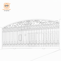 Puerta Corredera Grande de Hierro Forjado para Granja o Rancho, Estilo Rústico, Protección de Postes Reforzada, Modelado 3D