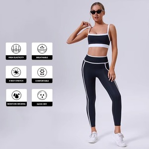 OEM Women Gym Fitness Striped Breathable 2 Piece Sets High Waist Butt Lifting Bottoms Sports Active Yoga - Product Image 5