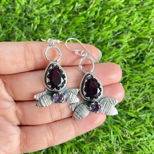 Pendientes Colgantes de Plata de Ley 925 Hechos a Mano con Amatista, Estilo Punk, Joyería para Mujer, Regalo - Product Image 2