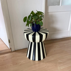 Best Selling Modern MDF Lacquer <b>Stool</b> Striped Design Eco Friendly Furniture Wholesale Bulk Supplier Living Room Accent <b>Stool</b> - Product Image 4