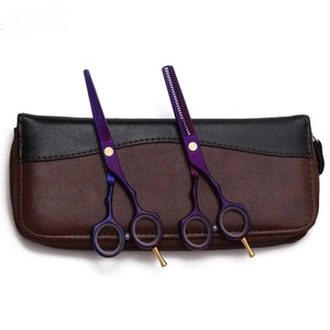 Tijeras Profesionales para Adelgazar el Cabello, Color Morado, Acero Inoxidable, Punta Afilada, Mango de Cerámica, Mango Largo, para Diestros, 28 Dientes, Duraderas - Product Image 3