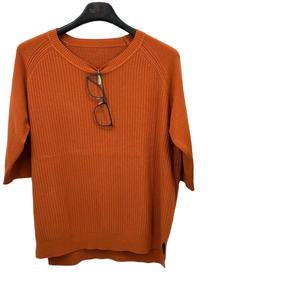 Suéter de moda para mujer de alta calidad, Jersey de punto de manga corta, cuello redondo, estilo informal, gran oferta en otoño albaricoque - Product Image 1