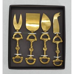 Juego de Cuchillos para Queso de Lujo con Diseño Ecuestre, Caja de Regalo Decorativa, Juego de Cubiertos Dorados para Servir Queso, 4 Piezas, Último Diseño de Estribo - Product Image 5
