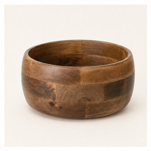 Grand saladier artisanal en bois d'acacia naturel avec bord doré, écologique, pour fruits et collations, vaisselle de cuisine moderne et durable - Product Image 6