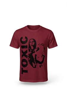T-shirt graphique personnalisé bordeaux pour homme, imprimé vintage, en coton épais, coupe ajustée, respirant, 320g, manches courtes, style streetwear - Product Image 1