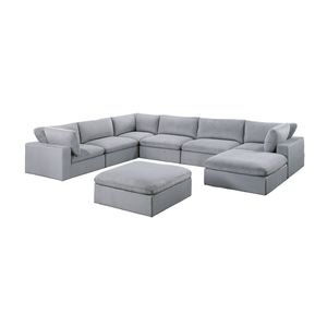 Dark Gray 8pc Modular Sectional <b>Set</b> Corduroy Upholstery Living Room Couch with 3x Corner <b>Wedges</b> 3x Armless Chairs 2x Ottomans F - Product Image 2