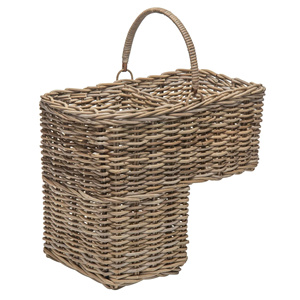 New Design Rattan Stair Basket with Handle Natural Wicker Storage Basket for Staircase Organizer <b>Foldable</b> <b>Step</b> Basket OEM ODM - Product Image 1