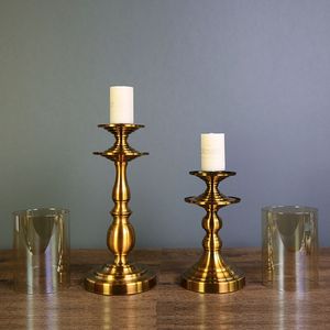 Chandeliers modernes de luxe en métal doré avec couvercle cylindrique en verre transparent, centres de table pour bougies - Product Image 1