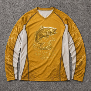 Jersey de Pesca de Manga Larga para Hombre, Talla Grande, Transpirable, con Estampado de Lámina Dorada Personalizado OEM, UPF 50+, Absorbe la Humedad, Antibacteriano - Product Image 1
