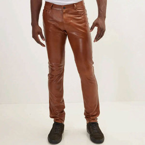 High Quality Finish Real Leather Trousers Luxury Tailored Fit Wholesale Full Grain Premium Leather Pants Luxury Durable - Product Image 4