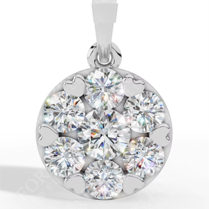 Pendentif en Moissanite Or Rose Rond avec Sertissage Cœur, Collier Charme Luxe Effet Diamant Floral - Product Image 3
