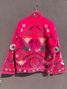 Giacca in Velluto Rosa <span class=keywords><strong>Fucsia</strong></span> Lussuosa Fatta a Mano, Modello 2026, di Tendenza, Elegante <span class=keywords><strong>Cappotto</strong></span> Invernale Aperto sul Davanti per Donna, Prezzo di Fabbrica - Product Image 2
