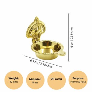 Lámpara de aceite Shankh Chakra Deepam Diya de latón, hecha a mano, tradicional, para Pooja, decoración del hogar, templo, festivales, regalos. - Product Image 2
