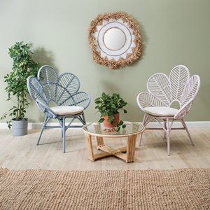 Silla de ratán de estilo nórdico con diseño floral, sillón de primera elección para comedor y sala de estar - Product Image 3
