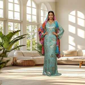 Ensemble de robe Fransawi Dirac pour femmes somaliennes, design lourd, jacquard, motif uni, imprimé pierre, léger, 50% coton 50% - Product Image 1