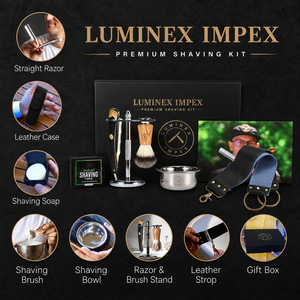 Navaja de Afeitar Recta Vintage Luminex Impex con Mango de Concha de Abulón y Acero al Carbono, Lista para Usar en Barberías y Salones - Product Image 3