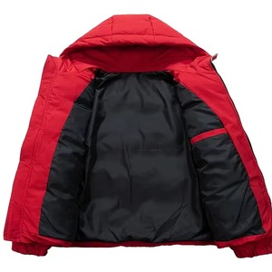Factory Price Men's <b>Plus</b> <b>Size</b> Canvas Zipper Hooded Puffer <b>Jacket</b> Breathable <b>Waterproof</b> Lightweight Customized Design Printing - Product Image 3