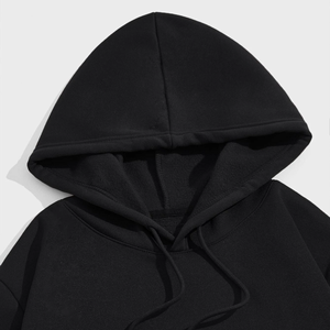 Sudadera con Capucha Negra para Hombre, Corte Regular, Algodón French Terry, Informal, de Invierno, con Bolsillos, Manga Regular, ODM, Impermeable - Product Image 5