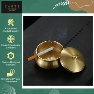 Premium Quality Bulk Supply Handmade Decorative Brass Natural Luxury Hand Carved Polished Surface <b>Table</b> Smoking Ashtray - Product Image 3