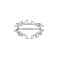 Bague en or massif 10K 14K 18K avec diamant de laboratoire marquise à sertissage ouvert, double bande, motif feuille, certifiée IGI, minimaliste, empilable, bague de promesse