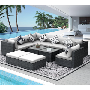 Luxury Garden Patio Furniture Set Wicker Rattan Sectional Sofa Set Thick Cushion Lounge Chair Couch with Center Coffee Table - Product Image 6