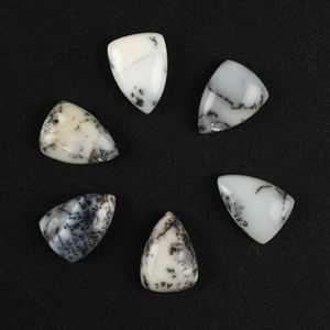 Opale dendritique naturelle de haute qualité, cabochon calibré 10x14mm, taille triligne, dos plat, pierre précieuse en vrac pour la fabrication de bijoux - Product Image 1