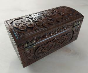 Best Design Wood Jewelry <b>Box</b> With Carved <b>Floral</b> Patterns And Metal Clasp For Storage - Product Image 2