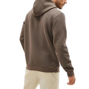 Sudadera con capucha de tela acolchada con textura Premium OEM para hombre, sudadera de algodón, sudaderas con capucha con logotipo bordado y estampado de hojaldre personalizado al por mayor - Product Image 5