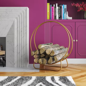 Brass Firewood Rack Eco Friendly Brass Fireplace <b>Logs</b> Storage Rack Gold Finish Fireplace <b>Log</b> <b>Holder</b> Storage Rack - Product Image 4