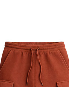 Shorts cargo pour hommes orange rouille, taille élastique, cordon de serrage, streetwear décontracté, multi-poches, shorts d'été, logo personnalisé, fabricant OEM - Product Image 4