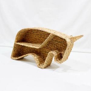 Woven wicker water hyacinth wall <b>shelf</b> kid <b>bedroom</b> decorative book display racks unique unicorn shape hanging organizer holder - Product Image 2