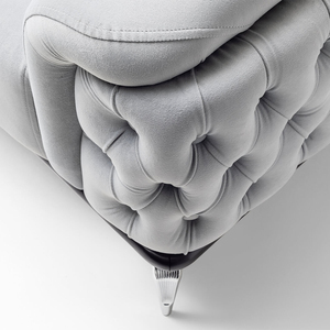 Sofá Seccional Chesterfield de Lujo Tradicional, 3 Plazas, Cuero Genuino, Reclinable, Espuma, Tapizado Profundo, Cojines Elegantes y Cómodos - Product Image 2